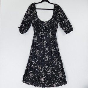 Anthropologie Dress Womens Large Black White Juliet Midi Heart Print A Line NEW